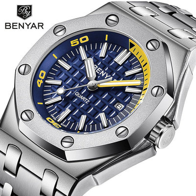 新款推薦百搭手錶 跨境賓雅BENYAR新品手錶男士時尚日歷石英男錶watch5123M 促銷
