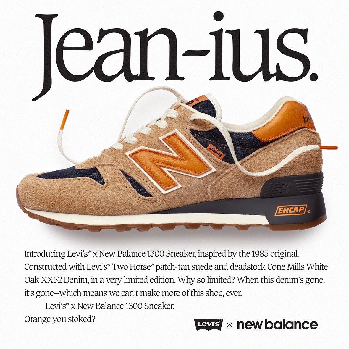 LEVIS x New Balance 1300 LEVI'S®經典馬皮標色麂皮與White Oak