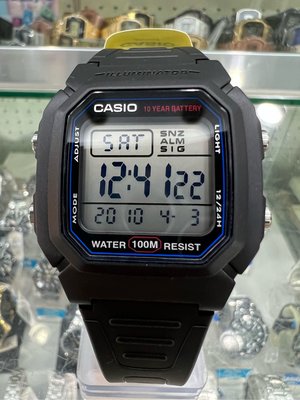 【金台鐘錶】CASIO卡西歐 數字型 (學生 當兵 必備款) 指定款 防水10年電池壽命 W-800H-1A