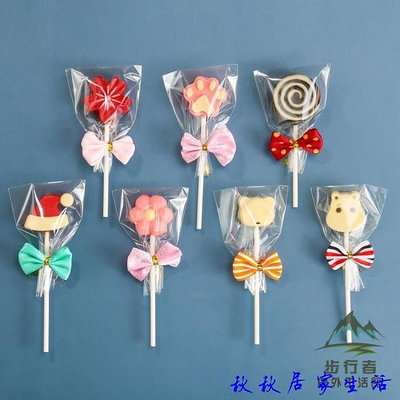 100組 棒棒糖包裝袋塑料可愛蝴蝶結扎絲手工三件套-台灣嘉雜貨鋪