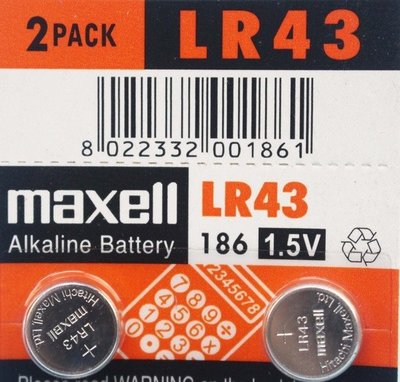 maxell LR43 186 鈕扣型電池/一排10顆入(促20) 1.5V 鈕扣電池 手錶電池-傑梭