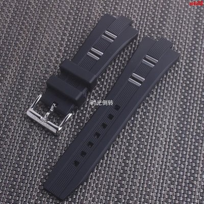 聯名好物-[品質]代用寶格麗BVLGAR DIAGONO橡膠矽膠黑色手錶帶 男|女凸口 26x9mm-全域代購
