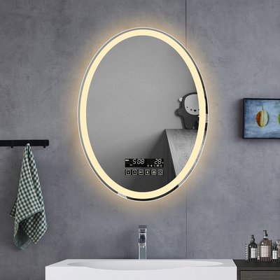 【熱賣精選】 法隆 LED智能鏡橢圓鏡燈鏡浴室鏡衛生間壁掛鏡子無框高清防霧鏡子