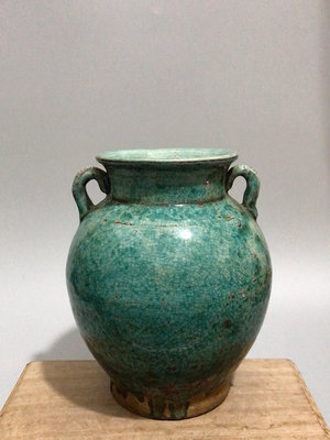 【二手】吉州窯綠釉罐子 全品無瑕疵 漂亮 保存的好 古玩 瓷器 擺件【佟掌櫃】-3776
