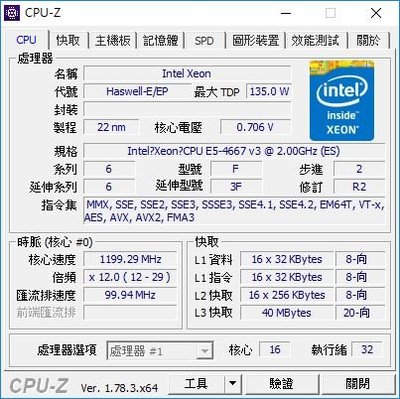 【含稅】Intel Xeon E5-4667 V3 2.0G QH9C 2011-3 16C32T QS正顯CPU一年保