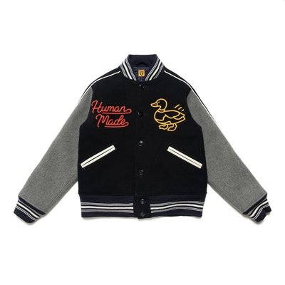 現貨熱銷-Human Made 21FW Varsity Jacket 鴨子 愛心 刺繡 刷毛 夾克 棒球外套 XL