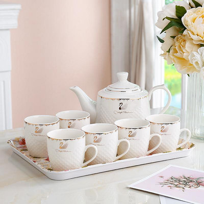廠家出貨歐式茶具套組泡茶壺茶杯家用陶瓷水具套裝客廳大容量冷熱水壺水杯