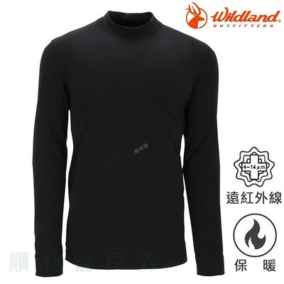 荒野WILDLAND 男款遠紅外線彈性立領保暖衣 W2652 黑色 衛生衣 發熱衣 內衣 OUTDOOR NICE