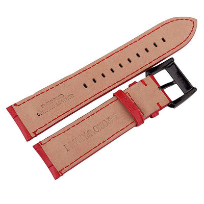 阿瑪尼 紅色竹節紋 男款真皮錶帶男款 22mm針扣接口 適配 AR5918