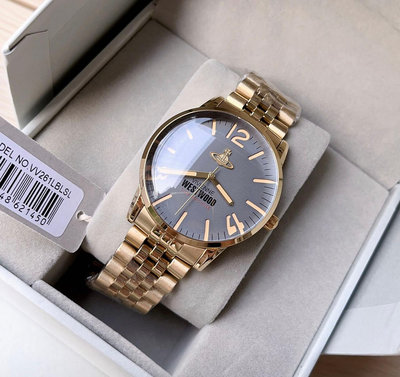 VIVIENNE WESTWOOD Cadogan 灰色錶盤 金色不鏽鋼錶帶 石英 男士手錶 VV276CGGD