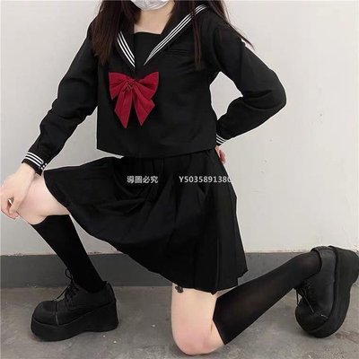 【熱賣精選】葉子江Jk黑三本正統jk制服裙正版不良少女中間服水手服基礎款套裝