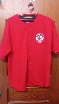 MLB波士頓紅襪隊客場紅色排釦球衣L號