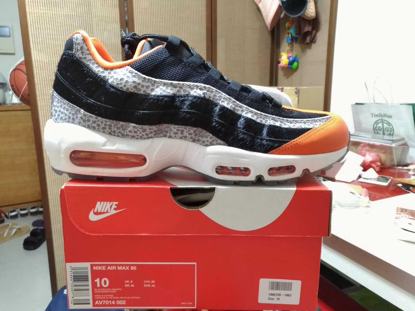 Nike Air Max 95 ' Safari ' AV7014-002 黑橘爆烈紋黑灰大象紋us10 (已