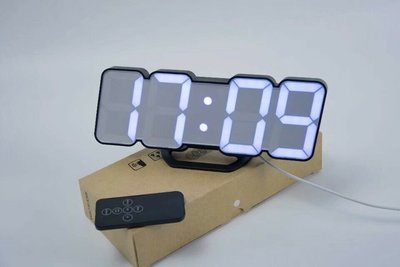 多色自動變換萬年曆led電子鐘 客廳現代創意3D立體鐘夜光靜音 座/掛鐘（黑殼遙控版） 新台幣：688 新台幣：688元