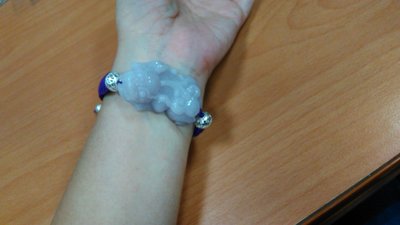 紫羅蘭A貨緬甸玉紫翡貔貅手排手工手鍊~925純銀珠