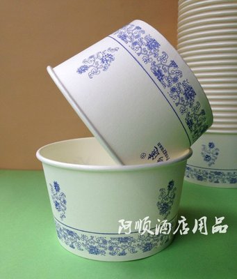 【熱賣下殺】一次性850紙碗打包碗快餐盒圓碗湯碗環保外賣紙盒青花瓷