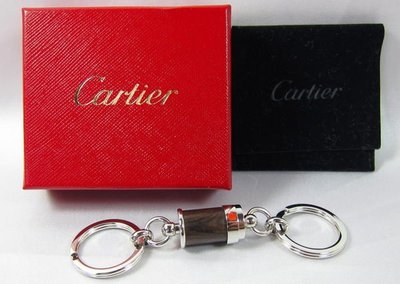 §Betty's日本古董&amp;精品雜貨~保證真品Cartier 卡地亞 超美木質鑰匙圈~