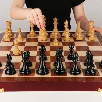 國際象棋高檔套裝木質折疊棋盤超大號棋子比賽專用王高11cm-特價
