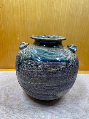 日本回流   信樂燒彩陶花瓶   明山作品   明山作品粗放