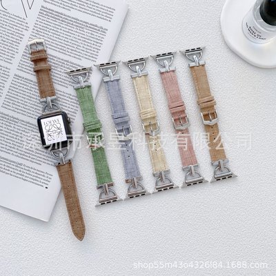 +io好物/蘋果D字木頭紋表帶apple watch8/7/SE/65432金屬亞麻紋耐磨/效率出貨