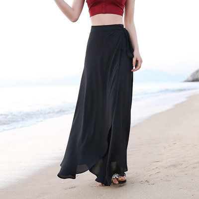 裝 海邊度假沙灘裙裹裙中長款一片式防曬裙波西米亞長裙ins超仙學生 沙灘裙 長裙