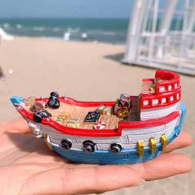【熱賣下殺】海盜船沉船魚缸水族造景裝飾品地中海風格海洋景觀躲避