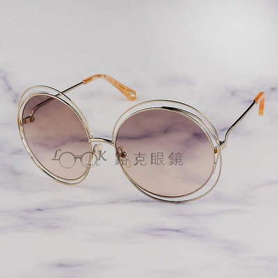 Chloé 太陽眼鏡 Carlina 金屬 圓框 粉膚色漸層鏡片 CE114SD 724
