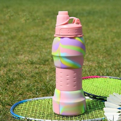 食品級矽膠可摺疊水杯 便攜式手提矽膠水瓶 戶外旅行健身運動水壺
