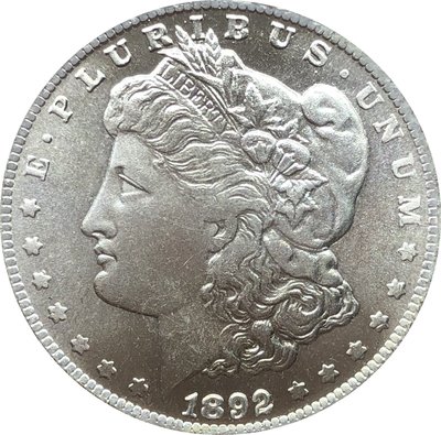 外國錢幣美國摩爾根美元1892 S 年仿古銀幣白銅鍍銀原光古錢幣A2742