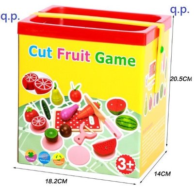 木製玩具 水果禮盒組 磁鐵 磁性 切水果 兒童扮家家酒遊戲 切切樂 12種水果蔬菜 小孩 切切看 木刀+餐盤組 西瓜草莓