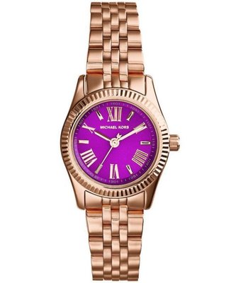 [永達利鐘錶 ] MICHAEL KORS 手錶 羅馬字 紫x玫瑰金 女錶 / 26mm MK3273