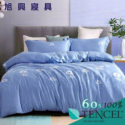 【旭興寢具】TENCEL100%60支天絲萊賽爾纖維 雙人5x6.2尺 薄床包舖棉兩用被四件式組-飄絮