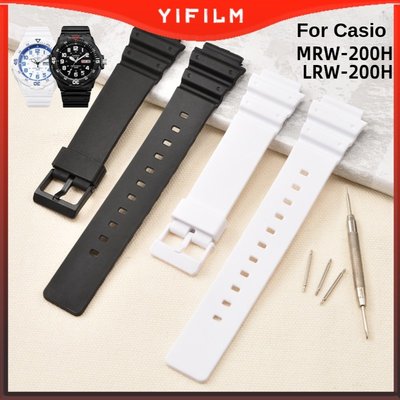 Yifilm 卡西歐手錶替換錶帶 LRW-200H/MRW-200H 矽膠錶帶樹脂 W-800 橡膠配件