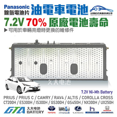 ✚久大電池❚ 豐田 TOYOTA 凌志 LEXUS HYBRID 油電車電池 7.2V原廠鎳氫電池片 單片 容量70%