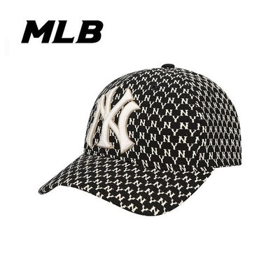 【現貨】MLB正品NY老花滿印帽子大標硬頂棒球帽洋基隊男女復古鴨舌帽代購