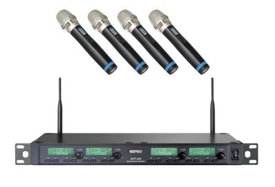 【六絃樂器】全新 Mipro ACT-32T + ACT-343 四頻道自動選訊無線麥克風組 / 舞台音響設備