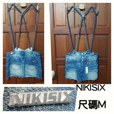 全新正韓 NIKISIX DENIM(尺碼M) 吊帶牛仔短裙