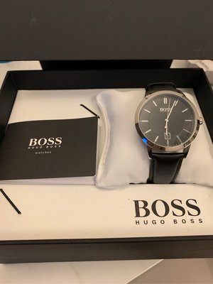 德國 Hogo boss 黑色防水真皮手錶 名片夾組合包