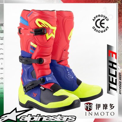 伊摩多※義大利Alpinestars Tech 3 越野車靴 腳踝保護 A星 2013018-3375 。紅藍黃