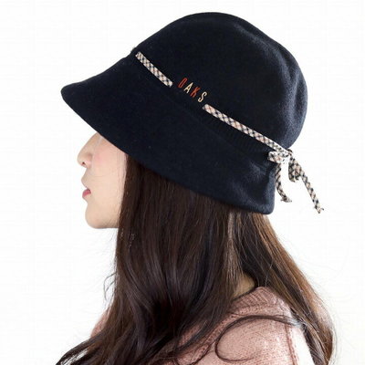 日本製 日本正版 DAKS 保暖 毛料 經典格紋蝴蝶結裝飾 遮陽帽 黑色 帽子 帽