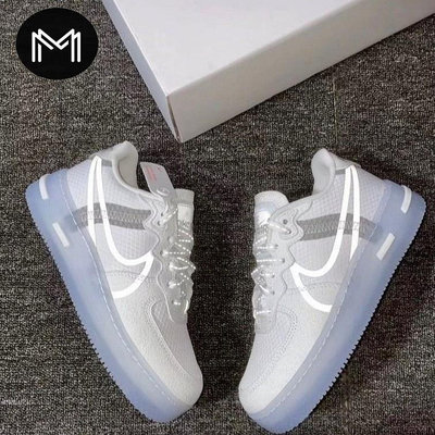 【小明潮鞋】耐克Nike Air Force 1 React QS 骨白 反光 冰藍 情耐吉 愛迪達
