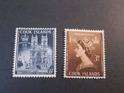 【雲品一】庫克群島Cook Islands 1953 Sc 145-6 UN set MNH 庫號#B537 90575
