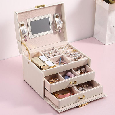 CASEGRACEs收納盒創意抽屜手提多層化妝收納盒PU皮革首飾盒珠寶盒