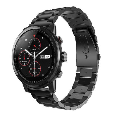 22MM錶帶通用鋼帶 華為watch 3 pro金屬錶帶 小米華米Amazfit GTR2三株不鏽鋼表带三星S3商務錶帶
