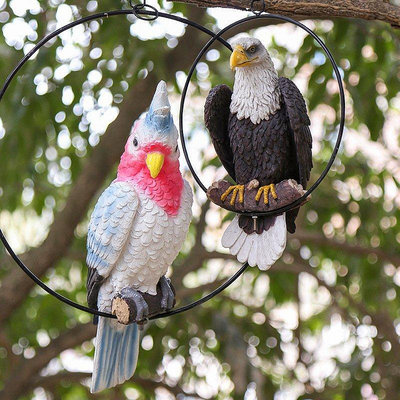 仿真鳥擺件假鳥 裝飾小鳥戶外仿真老鷹鸚鵡動物庭院花園裝飾掛件*優惠價