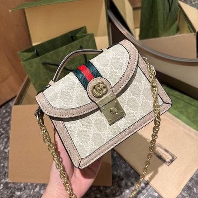 【二手包包】Gucci Ss23 Ophidia woc鏈條系列 新款 老花手提郵差 耐看 復古 不易過時NO147554