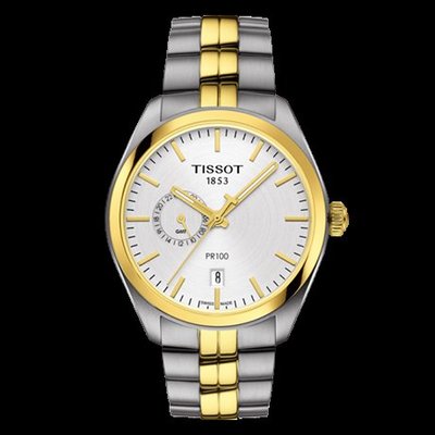 Tissot 天梭PR100系列雙時間鋼帶石英男腕錶 T1014522203100