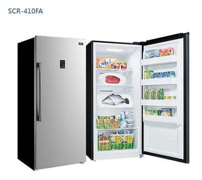 【台南家電館】SANLUX 三洋 直立式冷凍櫃410公升《SCR-410FA》風扇式冷凍 自動除霜功能