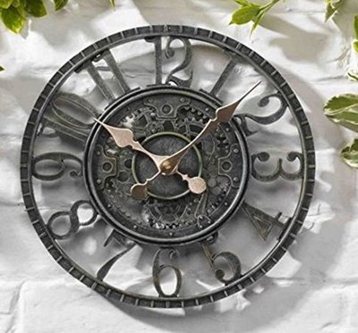 7554c 歐洲進口 好品質  歐式古典美學時尚金屬感齒輪歐風牆壁上掛鐘客廳房間時鐘鐘錶裝飾品擺件送禮禮品