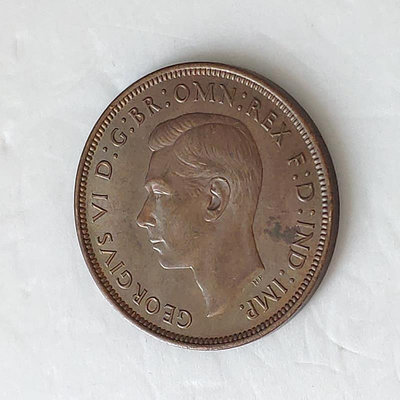 英國1937年喬治六世 喬六1便士銅幣 硬幣